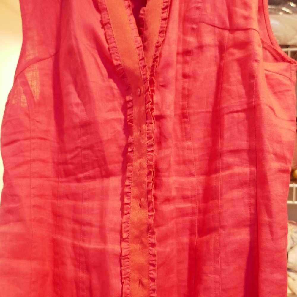 HOT PINK L Sleeveless Linen Top